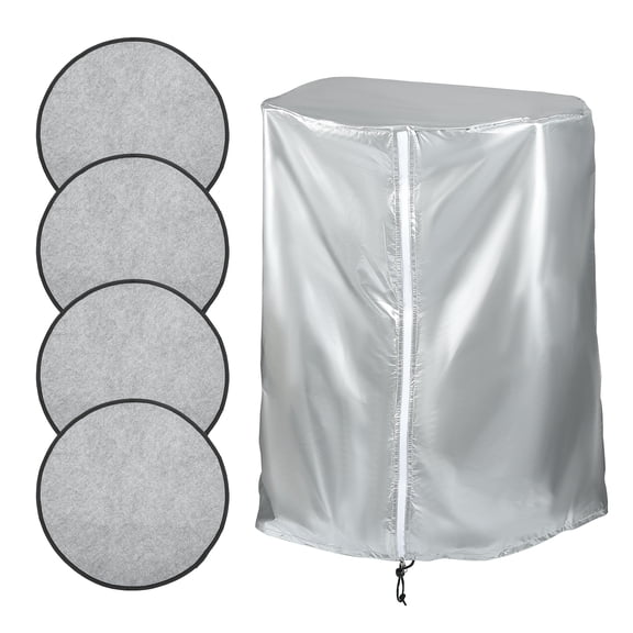Unique Bargains 1 Set Car Tire Cover 85x120cm Waterproof Outdoor Tire Storage Tire Cover Silver Tone with 4 Felt Pads