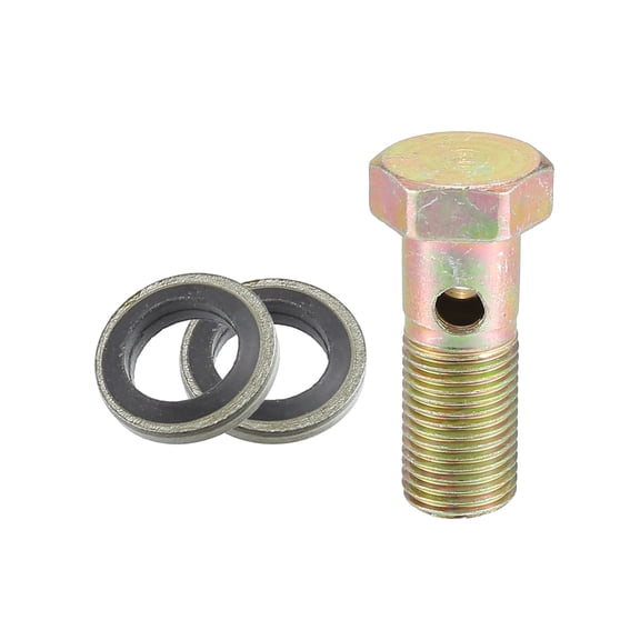 Unique Bargains 1 Set Car Turbo Brake Line Bolt Adapter M10x1.0 Thread 30mm Length for Fuel Oil System with Washers