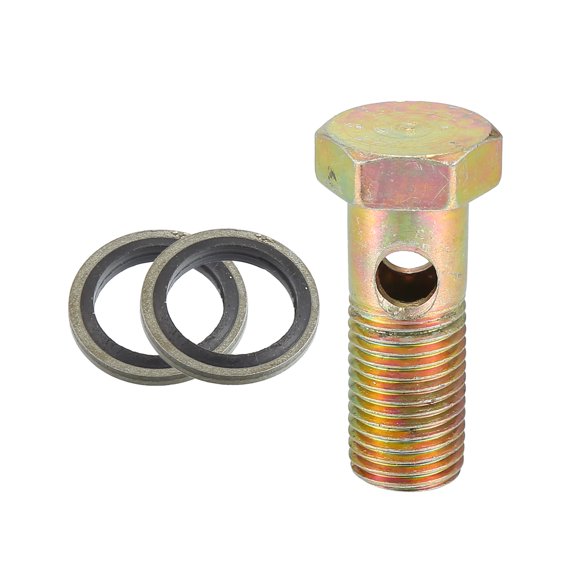 Unique Bargains 1 Set Car Turbo Brake Line Bolt Adapter M14x1.5 Thread 42mm Length for Fuel Oil System with Washers