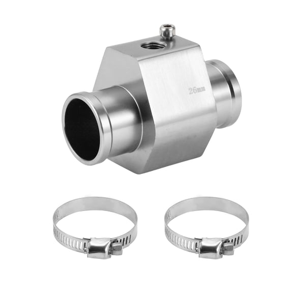 Unique Bargains 1 Set Car Water Coolant Temperature Sensor Adapter Joint Pipe Radiator Sensor Adaptor 26mm Silver Tone