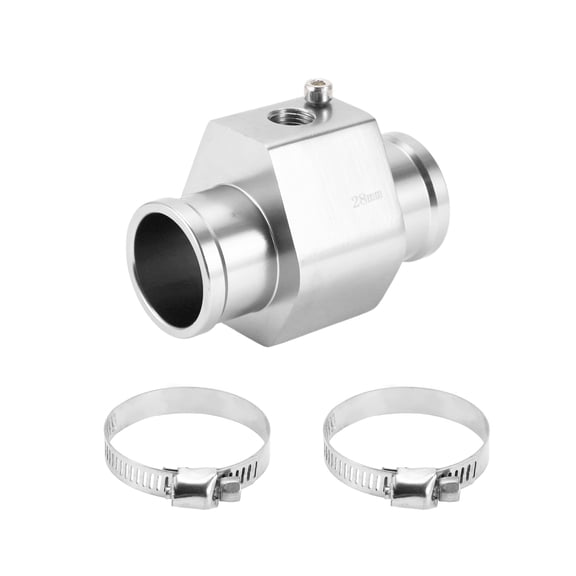Unique Bargains 1 Set Car Water Coolant Temperature Sensor Adapter Joint Pipe Radiator Sensor Adaptor 28mm Silver Tone