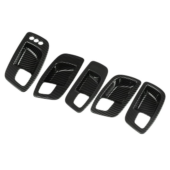 Unique Bargains 1 Set Carbon Fiber Pattern Black Inner Door Handle Bowl Cover Trim for Dodge Charger