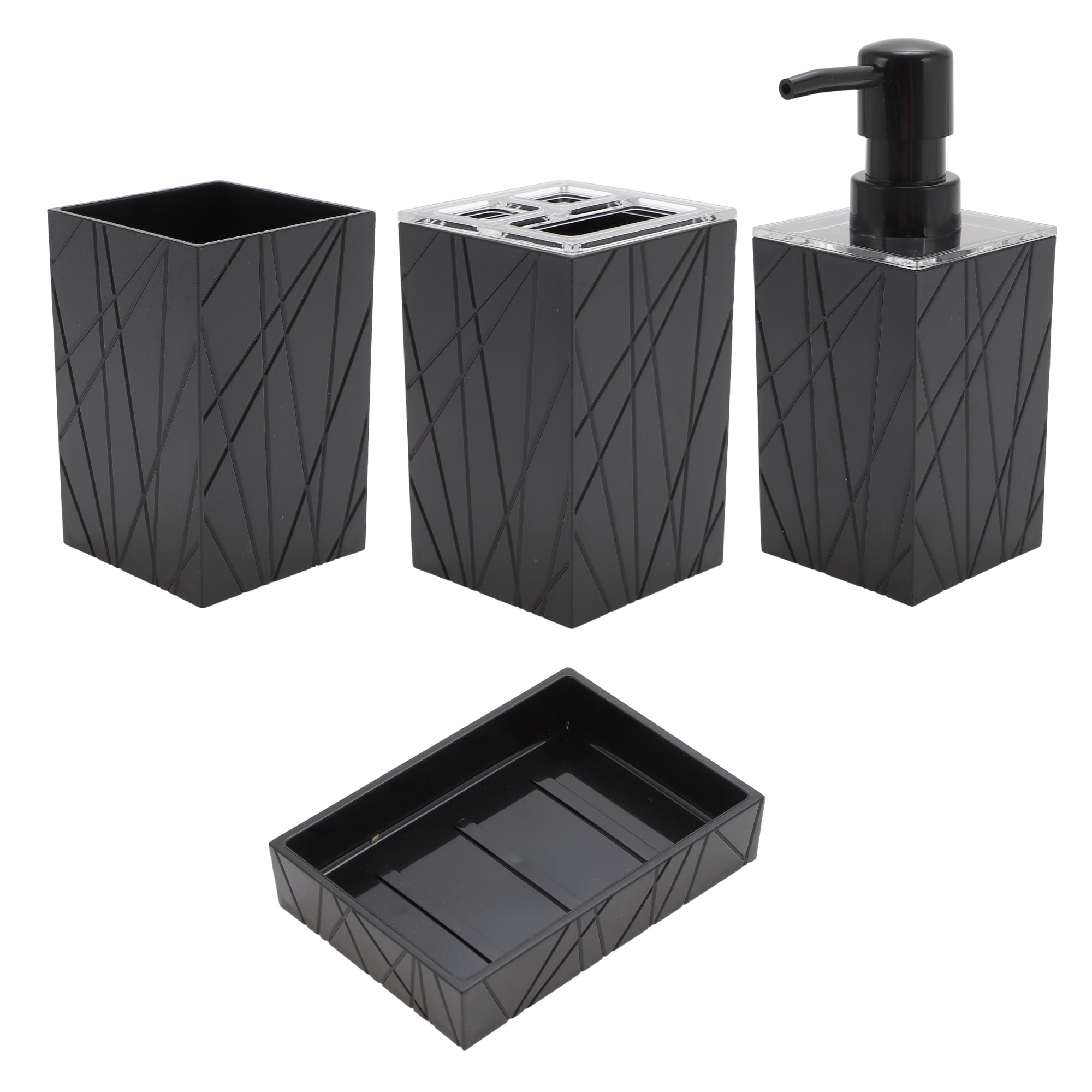 Unique Bargains 1 Set  Classic Soap Pump Dispenser Set for Bathroom for Laundry Rooms Black