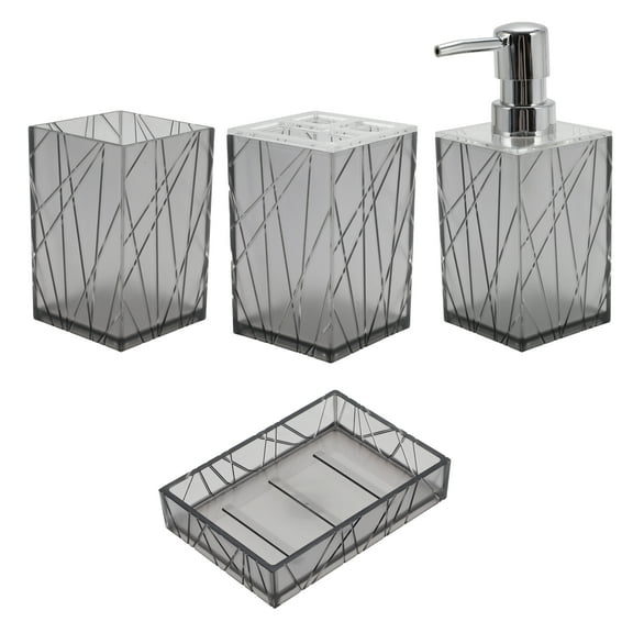 Unique Bargains 1 Set Classic Soap Pump Dispenser Set for Bathroom for Laundry Rooms Gray