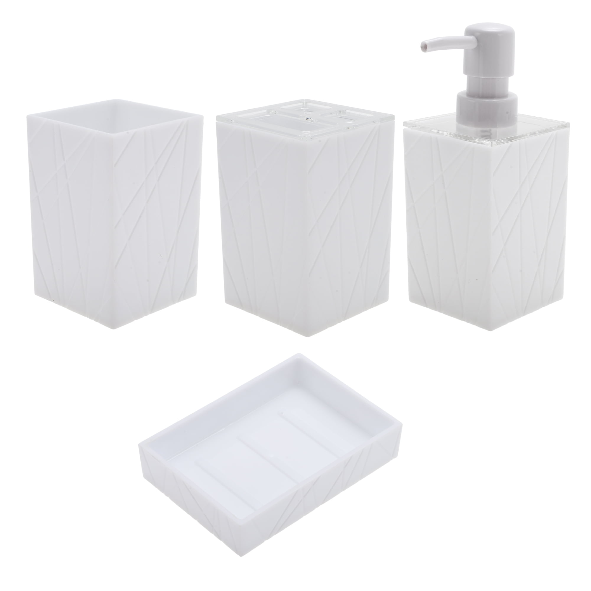 Unique Bargains 1 Set  Classic Soap Pump Dispenser Set for Bathroom for Laundry Rooms White