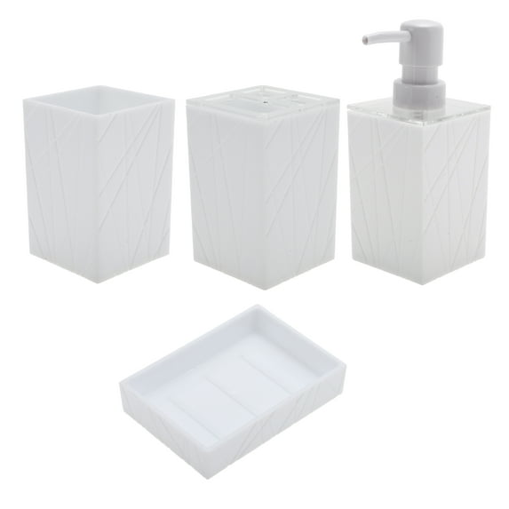 Unique Bargains 1 Set Classic Soap Pump Dispenser Set for Bathroom for Laundry Rooms White