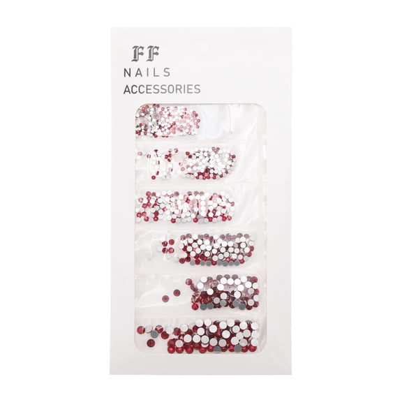 Unique Bargains 1 Set Colorful Flat Bottom Style Rhinestone Nail Supplies Red