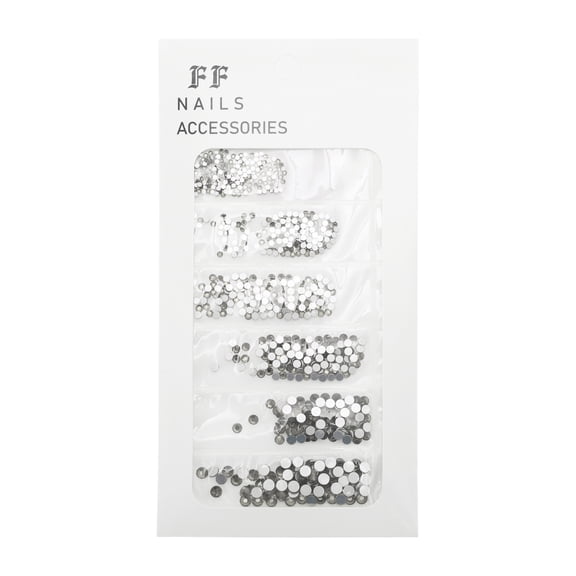 Unique Bargains 1 Set Colorful Flat Bottom Style Rhinestone Nail Supplies White