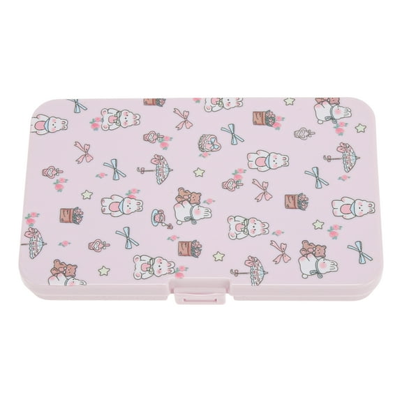 Unique Bargains 1 Set Contact Lens Case Cat Rectangular Lens Storage Case Pink
