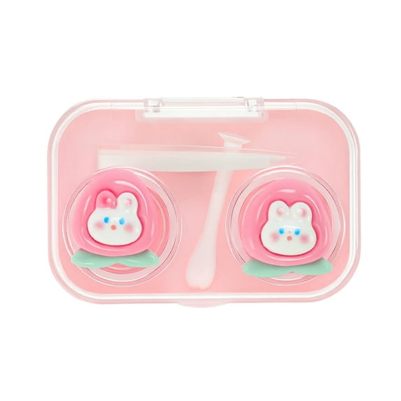 Unique Bargains 1 Set Contact Lens Case Contact Lens Container Contact Lens Carrier Bunny Pattern 2.6"x1.65"x1.1" Pink
