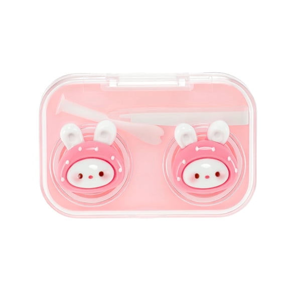 Unique Bargains 1 Set Contact Lens Case Contact Lens Container Contact Lens Carrier Bunny Pattern 2.68"x1.77"x1.1" Pink