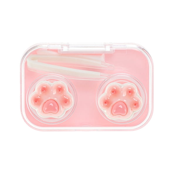 Unique Bargains 1 Set Contact Lens Case Contact Lens Container Contact Lens Carrier Pink Cute Paw Pattern 2.68"x1.77"x1.1" Pink