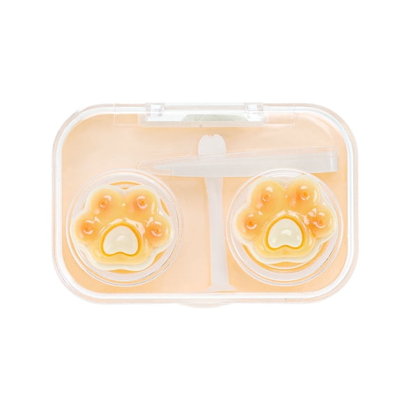 Unique Bargains 1 Set Contact Lens Case Contact Lens Container Contact Lens Carrier Yellow Cute Paw Pattern 2.68"x1.77"x1.1" Yellow