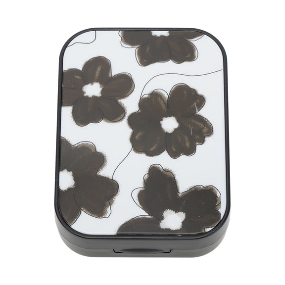 Unique Bargains 1 Set Contact Lens Case Flowers Rectangular Lens Storage Case White