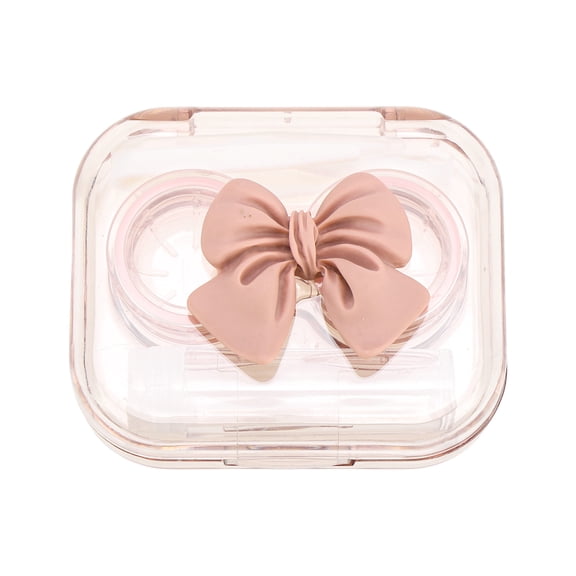 Unique Bargains 1 Set Contact Lens Case Integrated Bow Lens Storage Case Pink