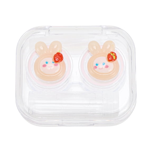 Unique Bargains 1 Set Contact Lens Case Integrated Rabbit Lens Storage Case Pink
