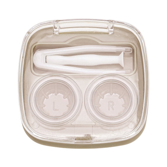 Unique Bargains 1 Set Contact Lens Case Integrated Square Lens Storage Case Coffee Color
