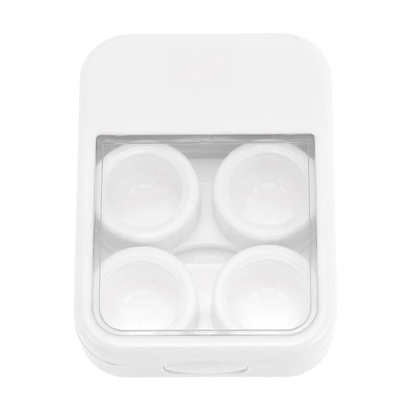 Unique Bargains 1 Set Contact Lens Case Simple Rectangular Lens Storage Case White