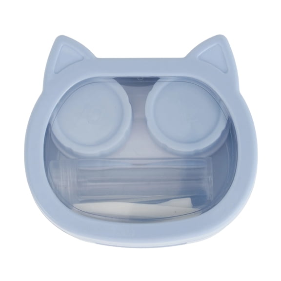 Unique Bargains 1 Set Contact Lens Case with Mirror Cute Cat Contact Lens Holder Blue