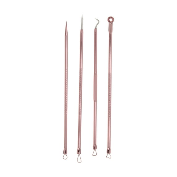 Unique Bargains 1 Set Convenient Heart Pimple Extractor Kit Pink