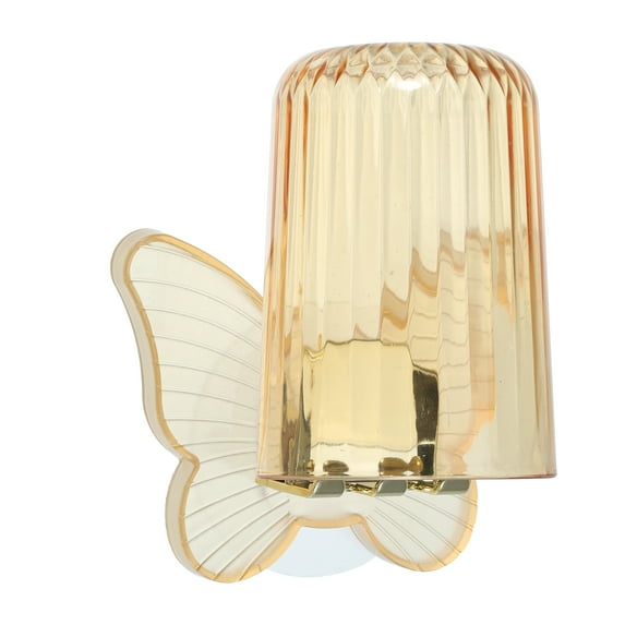 Unique Bargains 1 Set Cute Wall Mounted Toothbrush Holder with Cup for Bathrooms Orange 4.33"x3.35"