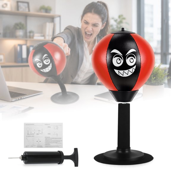 Unique Bargains 1 Set Desktop Punching Bag Stress Release Boxing Ball with Suction Cup Black