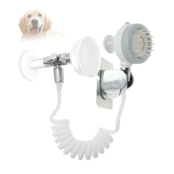Unique Bargains 1 Set Dog Shower Attachment Dog Bath Supplies Dog Washing Hose Attachment Pet Shower Set for Bathroom Shower Arm White