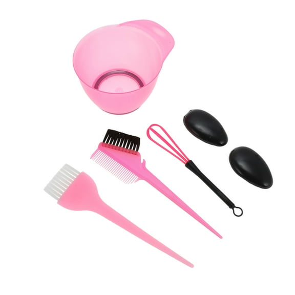 Unique Bargains 1 Set Durable Hair Dye Color Bowl Kit for Bathroom Vanities Pink Plastic
