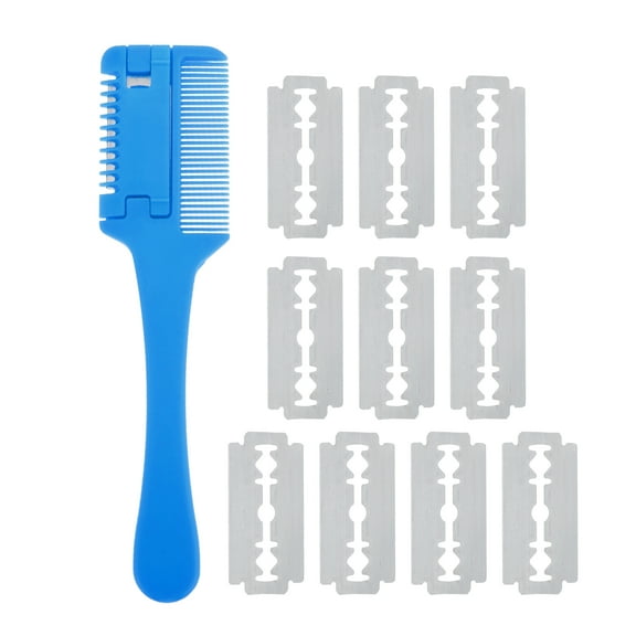 Unique Bargains 1 Set Durable Haircut comb with 10 Blades for Hair Styling Blue