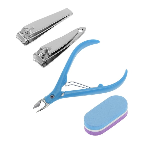 Unique Bargains 1 Set Durable Nail Clipper Kit for Women for Men Blue Silver Tone