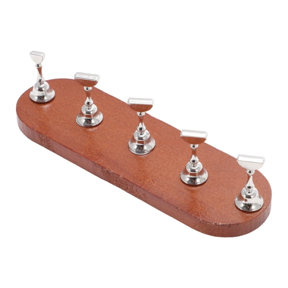 Unique Bargains 1 Set Durable Oval Nail Display Stand for Nail DIY Silver Tone