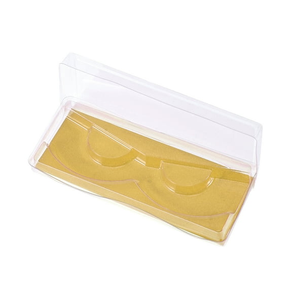 Unique Bargains 1 Set Durable Rectangular Eyelash Storage Case Gold Tone Plastic