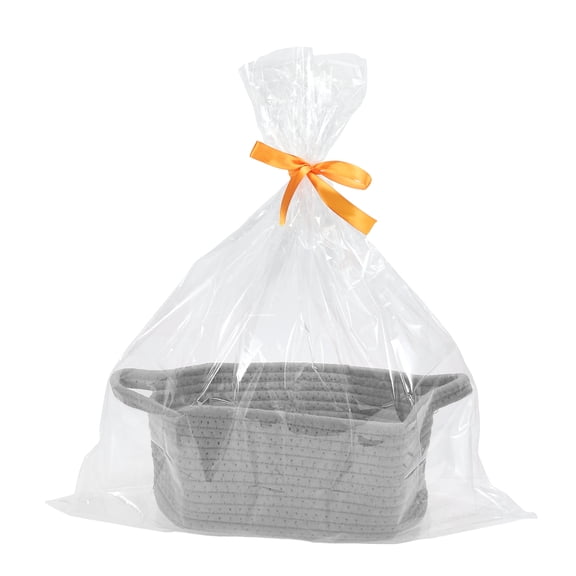 Unique Bargains 1 Set Empty Gift Decorative Basket Woven Decorative Coiled Rope Basket 12"x8"x5" Gray