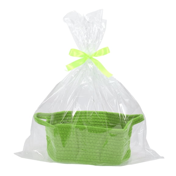 Unique Bargains 1 Set Empty Gift Decorative Basket Woven Decorative Coiled Rope Basket 12"x8"x5" Light Green