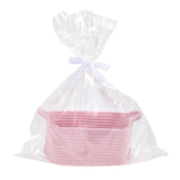 Unique Bargains 1 Set Empty Gift Decorative Basket Woven Decorative Coiled Rope Basket 12"x8"x5" Pink