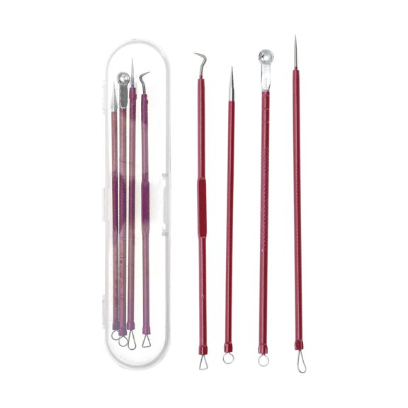 Unique Bargains 1 Set Facial Pimple Extractor Tool Set Purplish Red