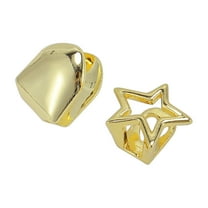 Unique Bargains 1 Set Fake Grills Hip Hop Star Double-sided Teeth Grillz Gold Tone