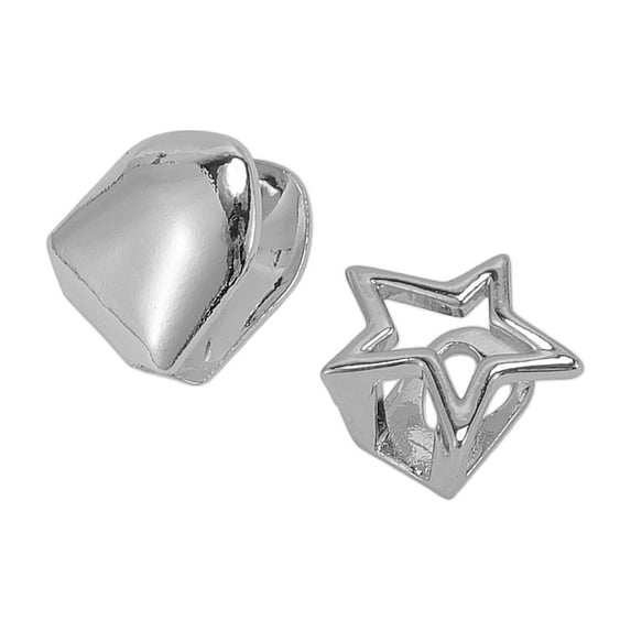 Unique Bargains 1 Set Fake Grills Hip Hop Star Double-sided Teeth Grillz Silver Tone