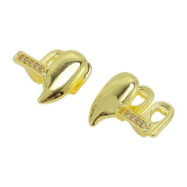 Unique Bargains 1 Set Fake Grills Hip Hop Style Left and Right Teeth Grillz Gold Tone
