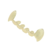 Unique Bargains 1 Set Fake Teeth Grills Fashion Fangs for Hip Hop Gift Gold Tone