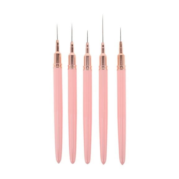 Unique Bargains 1 Set Fine Nail Art Brushes Kit for Nail Design Bright Pink