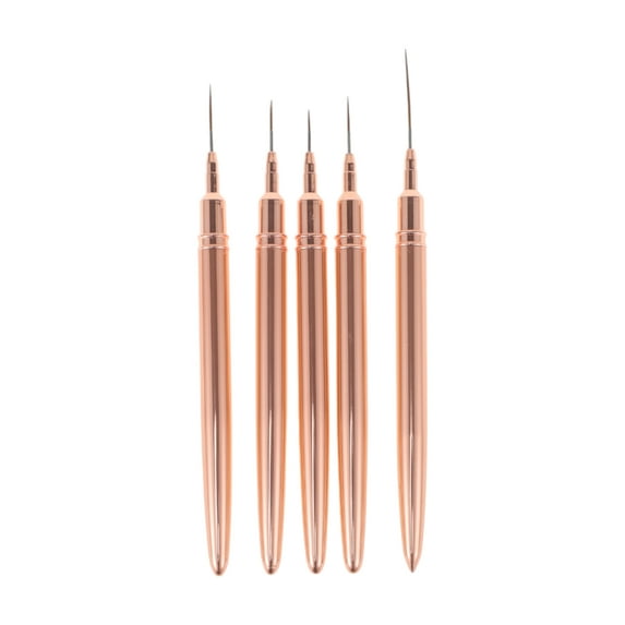 Unique Bargains 1 Set Fine Nail Art Brushes Kit for Nail Design Gold Tone