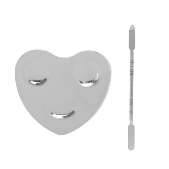 Unique Bargains 1 Set Foundation Spatula and Palette Set Durable Heart Makeup Artist Tools Silver Tone