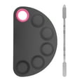 thumbnail image 1 of Unique Bargains 1 Set Foundation Spatula and Palette Set Durable Semicircle Makeup Artist Tools Black Pink, 1 of 5