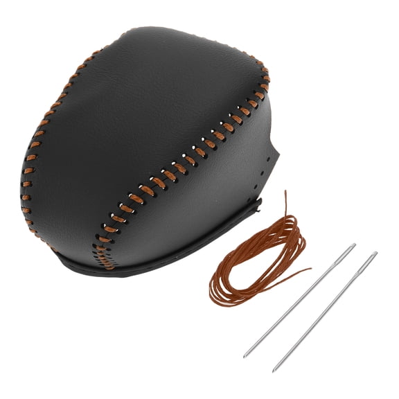 Unique Bargains 1 Set Gear Shift Knob Cover for Infiniti QX50 2019-2024 Anti-Slip Faux Leather Black Brown Stick Shifting Handle Protector