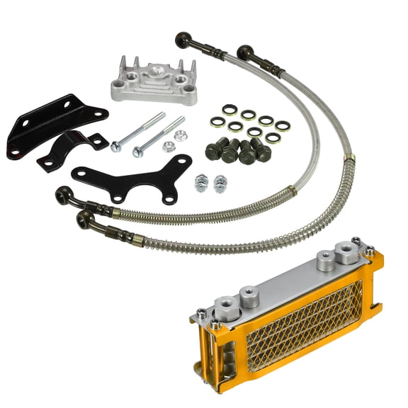Unique Bargains 1 Set Gold Tone Engine Oil Cooling Radiator Kit Universal for Dirt Bike Monkey Bike 50CC-160CC Engines