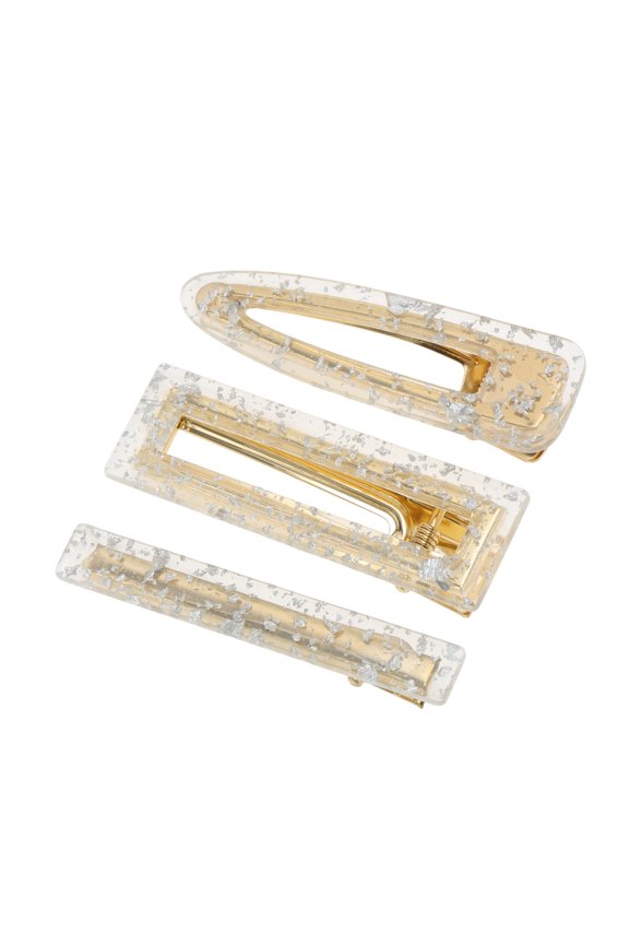 1 Set Hair Clip Pattern Texture Hair Clips Silver Tone
