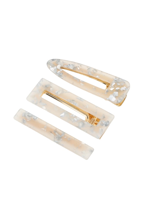 1 Set Hair Clip Pattern Texture Hair Clips White