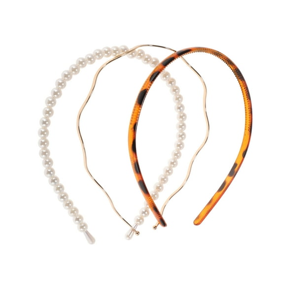 Unique Bargains 1 Set Hairband Leopard Hair Accessories for Women Silver Tone Brown