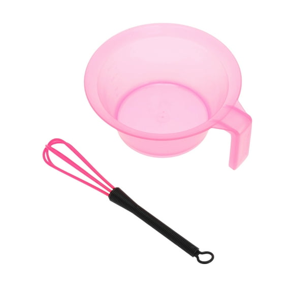 Unique Bargains 1 Set Handle Hair Dye Color Bowl Kit for Bathroom Vanities Pink Plastic